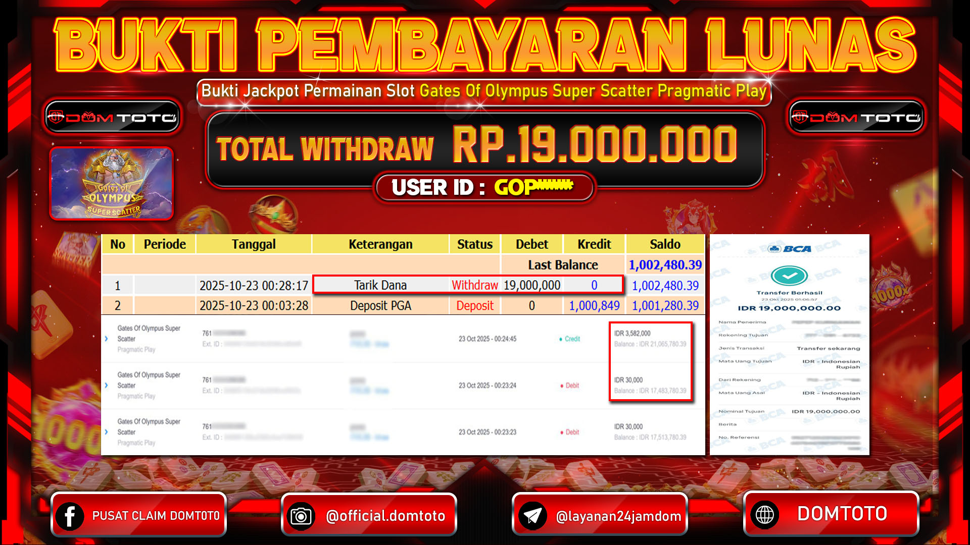 JACKPOT Slot Gates Of Olympus Super Scatter Pragmatic Play 23 OKTOBER 2025